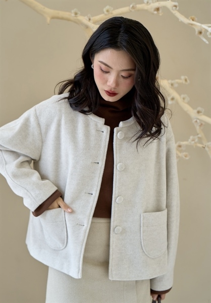 Minimal Premium Woolen Coat - Xám